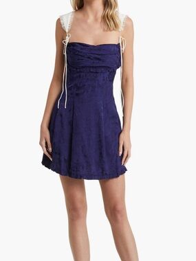 For Love And Lemons Midnight Purple Floral Jacquard Mini Dress